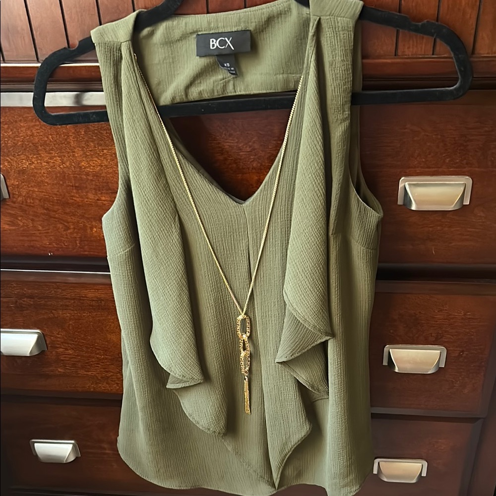 BCX Women's Olive Sleeveless Blouse